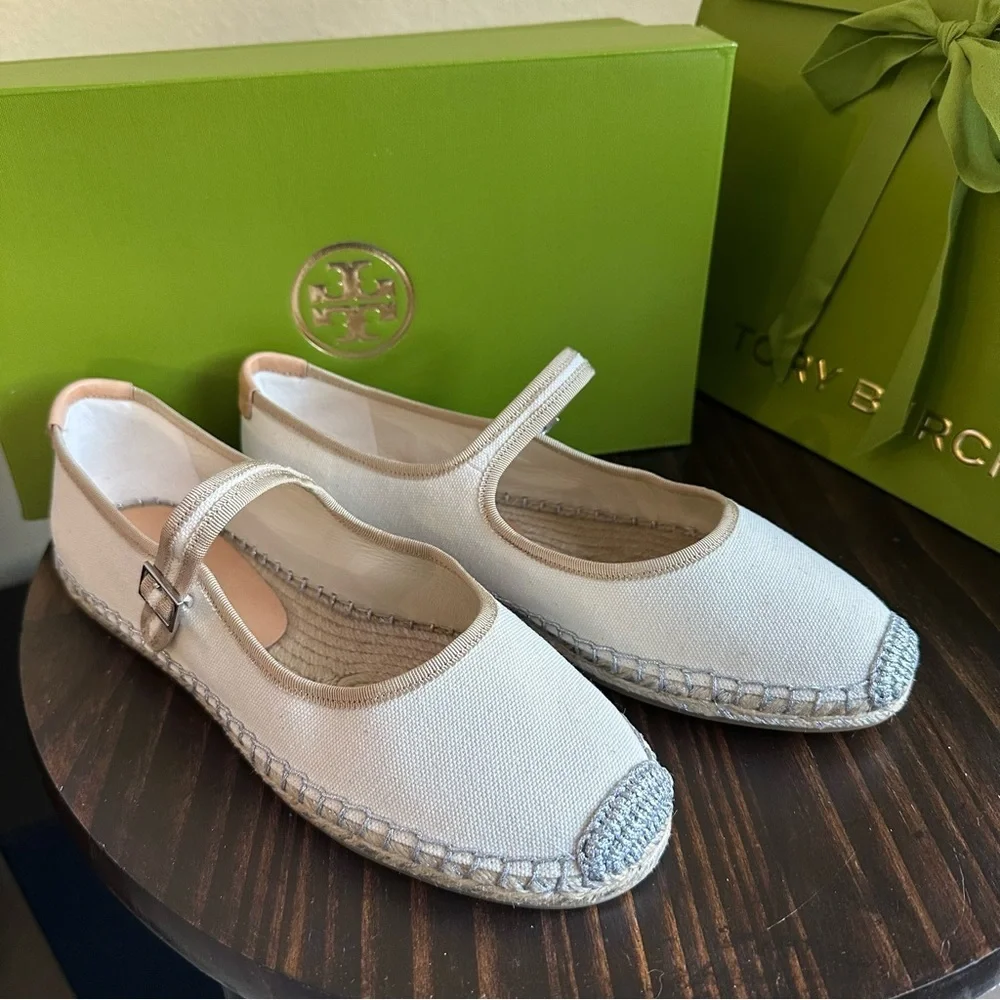 Tory Burch Cream Espadrille Mary flats